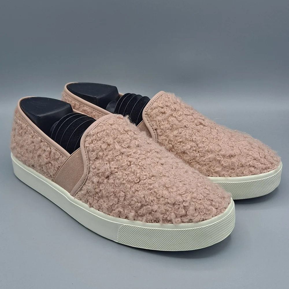 NEW Womens Vince Blair 5 Sherpa Slip On Pink Esme Casual Sneaker Shoes Size 6.5